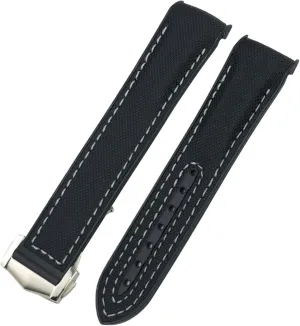 Planet Ocean AT150 Watch Strap capability notebook duke plover 21mm 22mm Curved End Blue Red Fabric High Density Nylon Rubber Watchbands For Omega Seamaster 300 