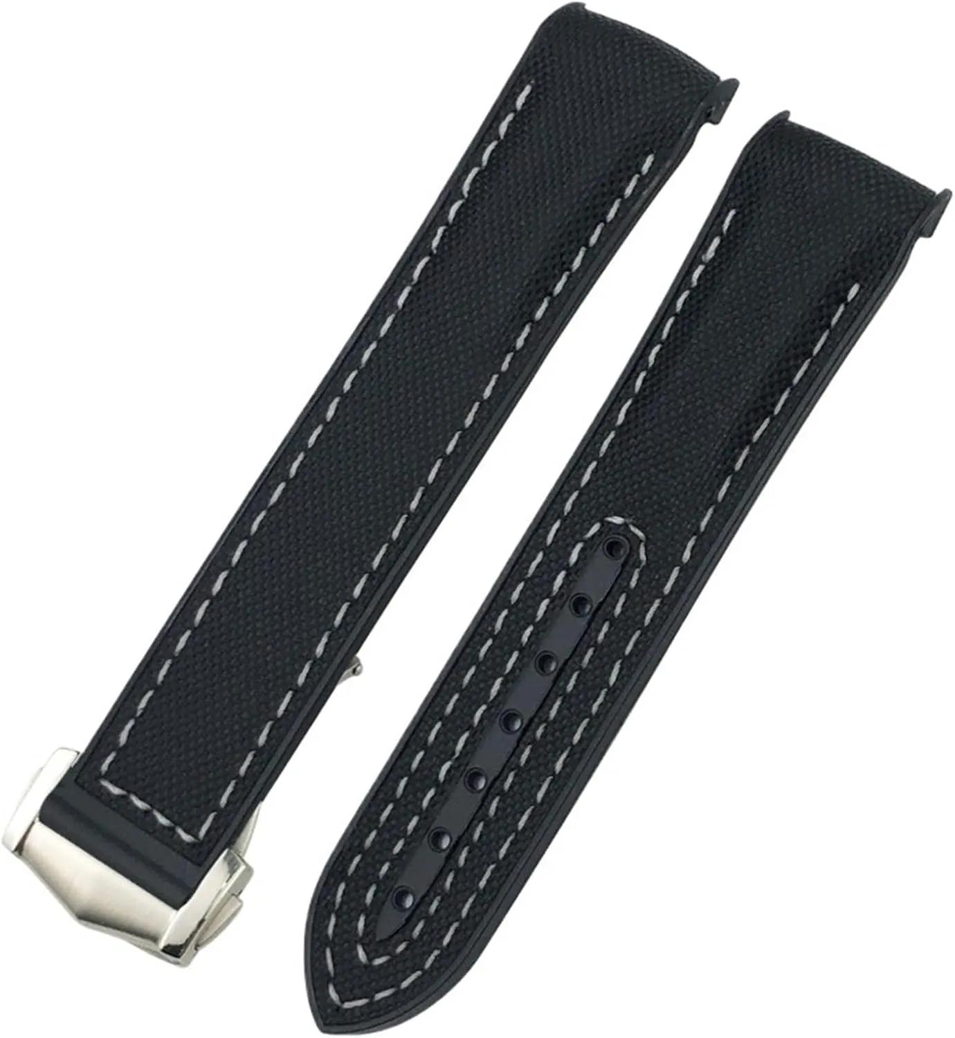 Planet Ocean AT150 Watch Strap capability notebook duke plover 21mm 22mm Curved End Blue Red Fabric High Density Nylon Rubber Watchbands For Omega Seamaster 300 