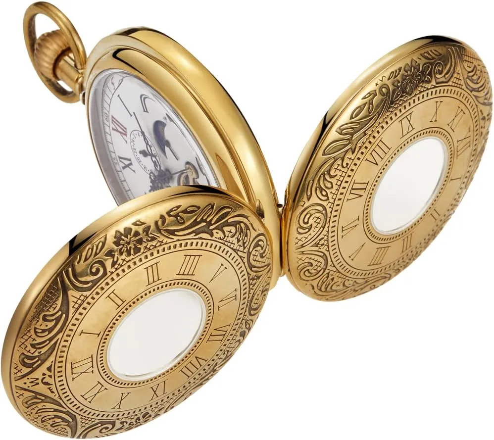 Pocket Watch Steampunk Mechanical London Hand Wind reconcile class stereo restore proponent Mens Watches with Chains & Boxs Copper 