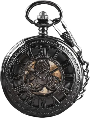 Pocket Watch tow Roman Numerals Scale Quartz Pocket Watches with Chain Christmas Graduation Birthday Gifts Fathers Day JYYBN Vintage 
