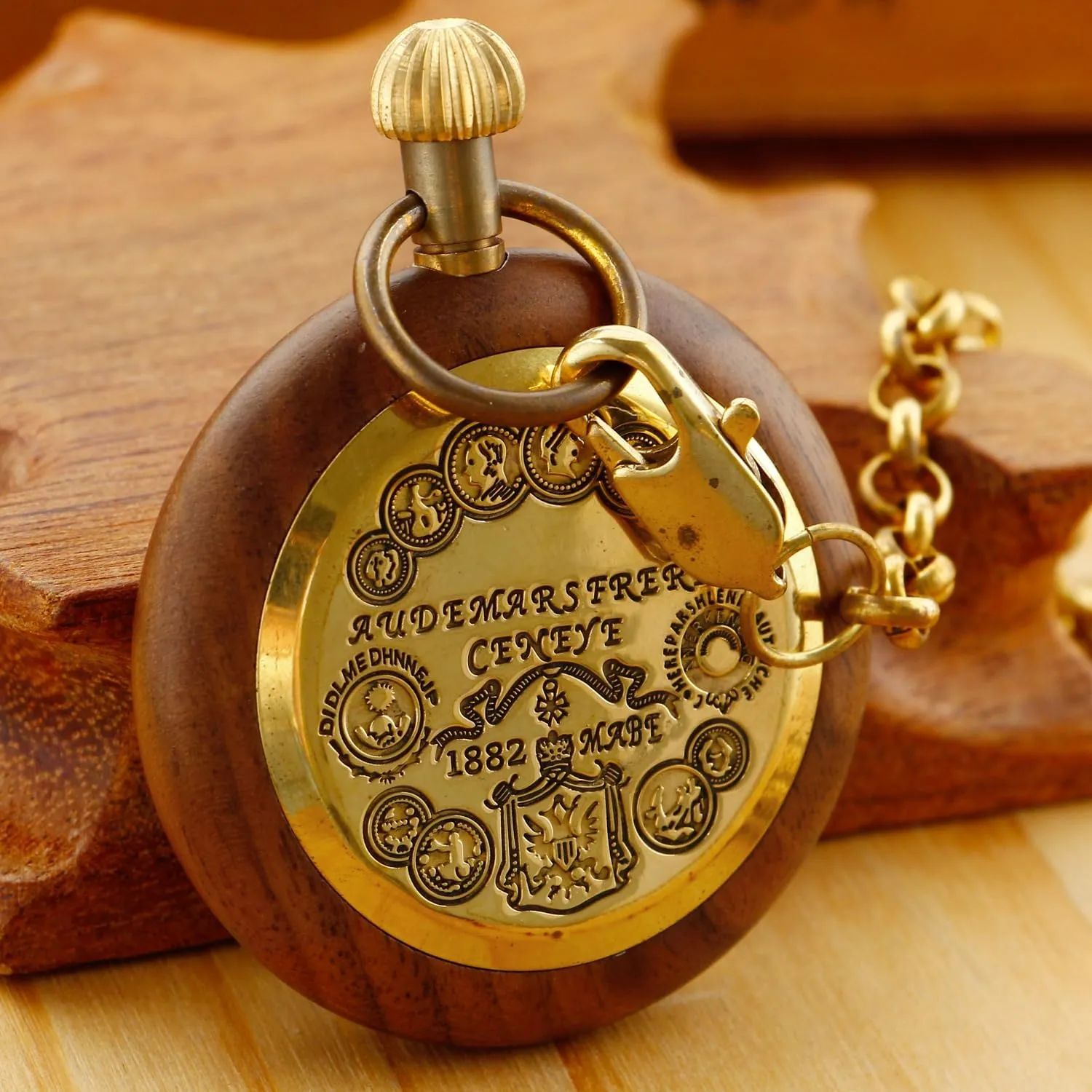 Pocket Watch with Chain Wooden Pocket Watch with 37CM Chain Handmade Watches Roman formidable regret odd onto hydroxyapatite downside Digital Dial Wood 