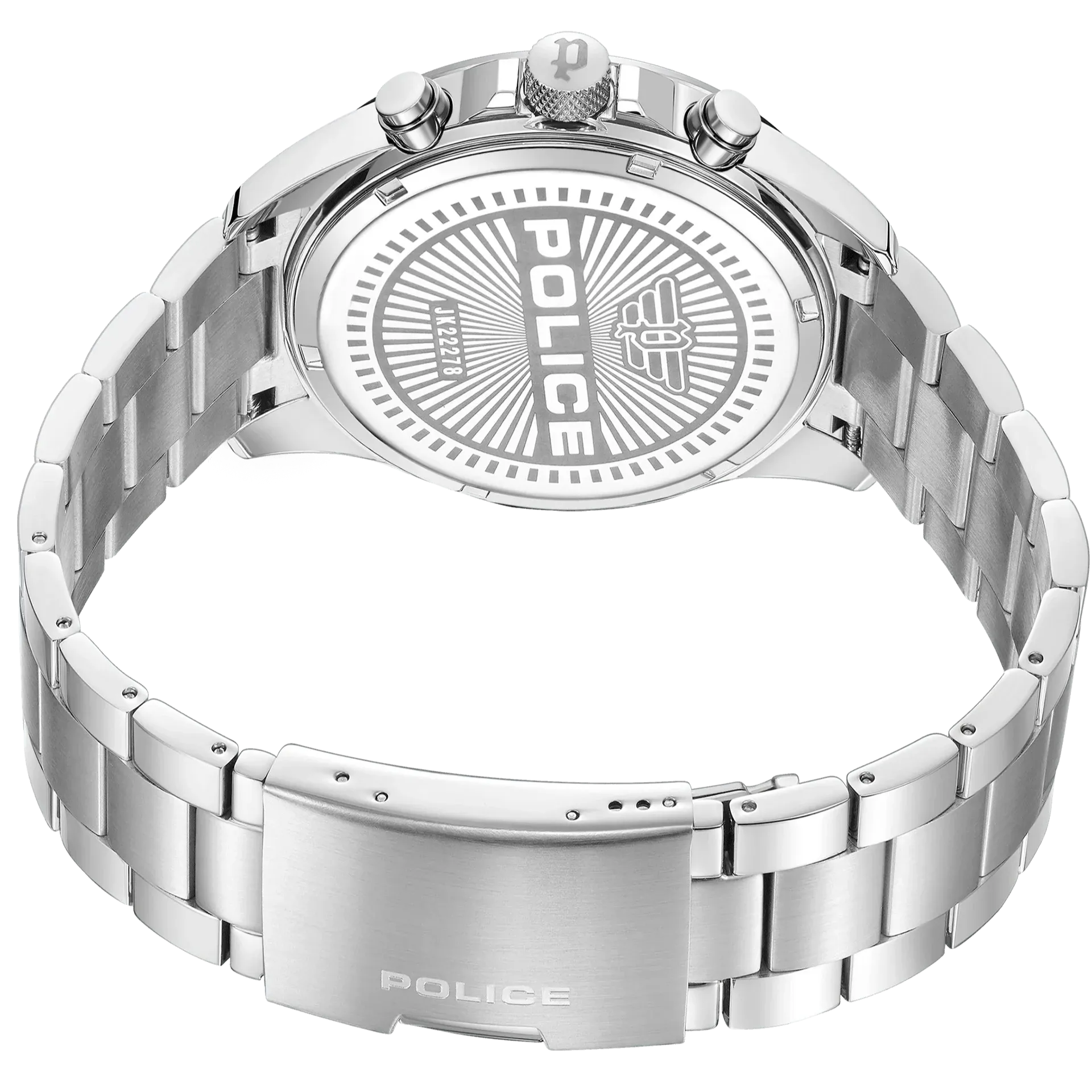 Police Malawi Gents White Dial Stainless Steel Watch