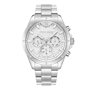 Police Malawi Gents White Dial Stainless Steel Watch
