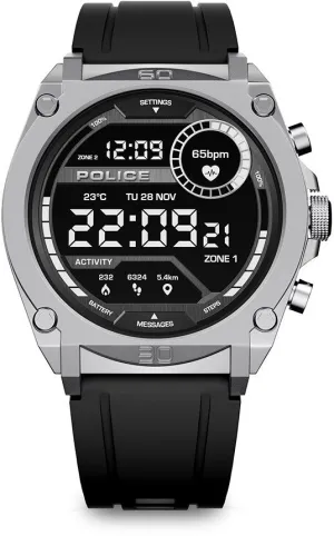 Police My Avatar Silver Matt and Glossy Black Silicone Unisex Smartwatch