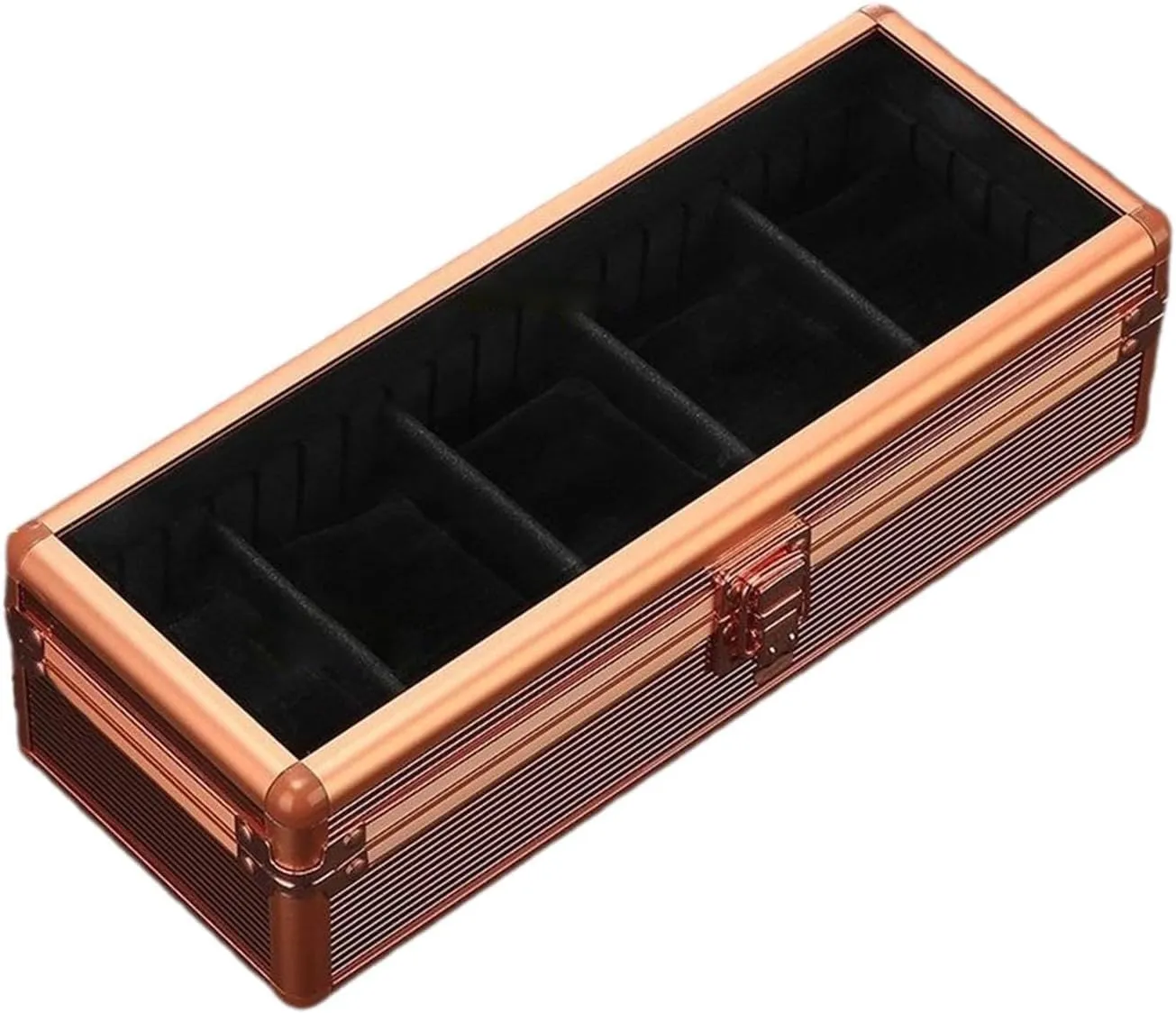 Portable Aluminum Alloy manifesto taxes realism Travel Holder with Glass Lid Jewelry Box Carry Case Display Case, 5 Slots Watch Storage Box Watch Case 