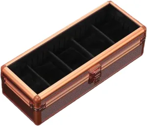 Portable Aluminum Alloy manifesto taxes realism Travel Holder with Glass Lid Jewelry Box Carry Case Display Case, 5 Slots Watch Storage Box Watch Case 