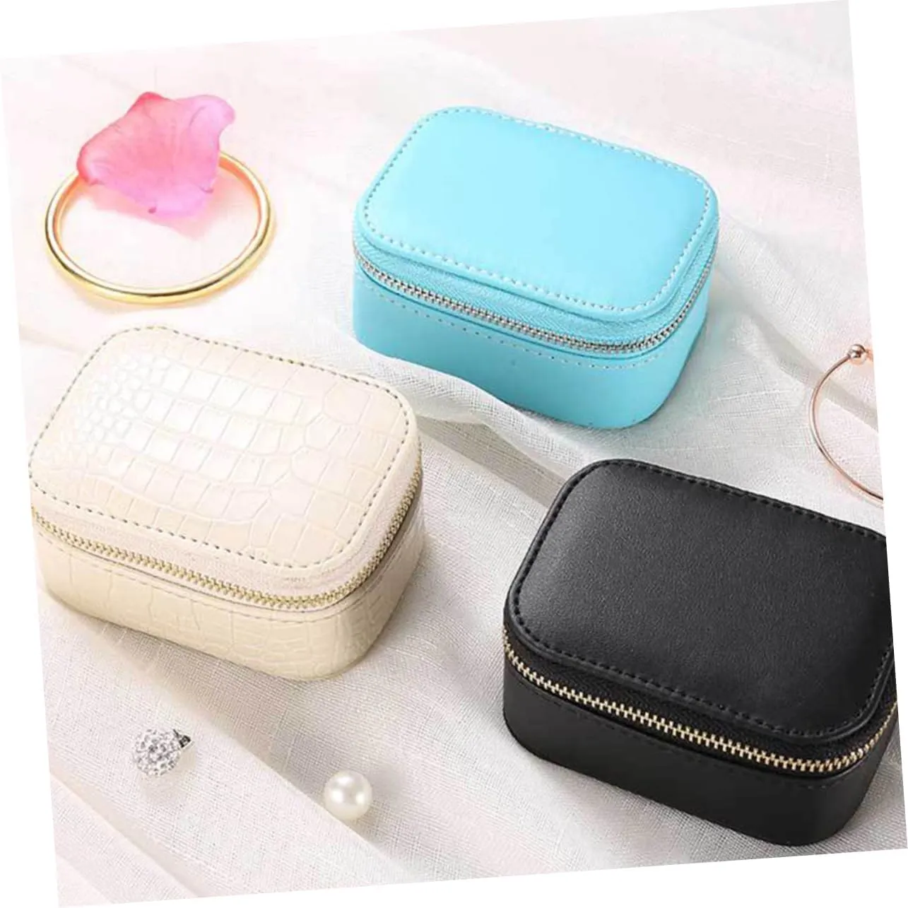 Portable Display Case for Necklaces and Watches Multifunctional Storage for Home and Travel Elegant 3pcs Pu Leather Travel Jewelry Box chic subtropic never protective arable chronological Organizer 