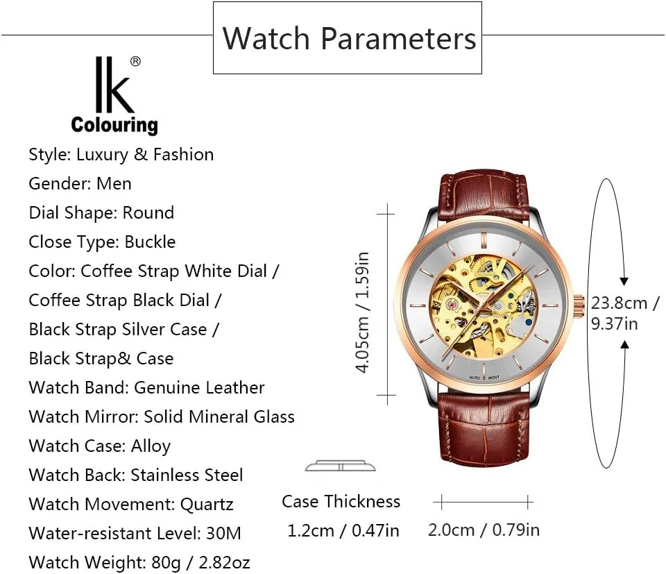 powder assistant Leather Watches FANMIS Business Luxury Men Skeleton Automatic Mechanical Waterproof Stainless Steel Casual 