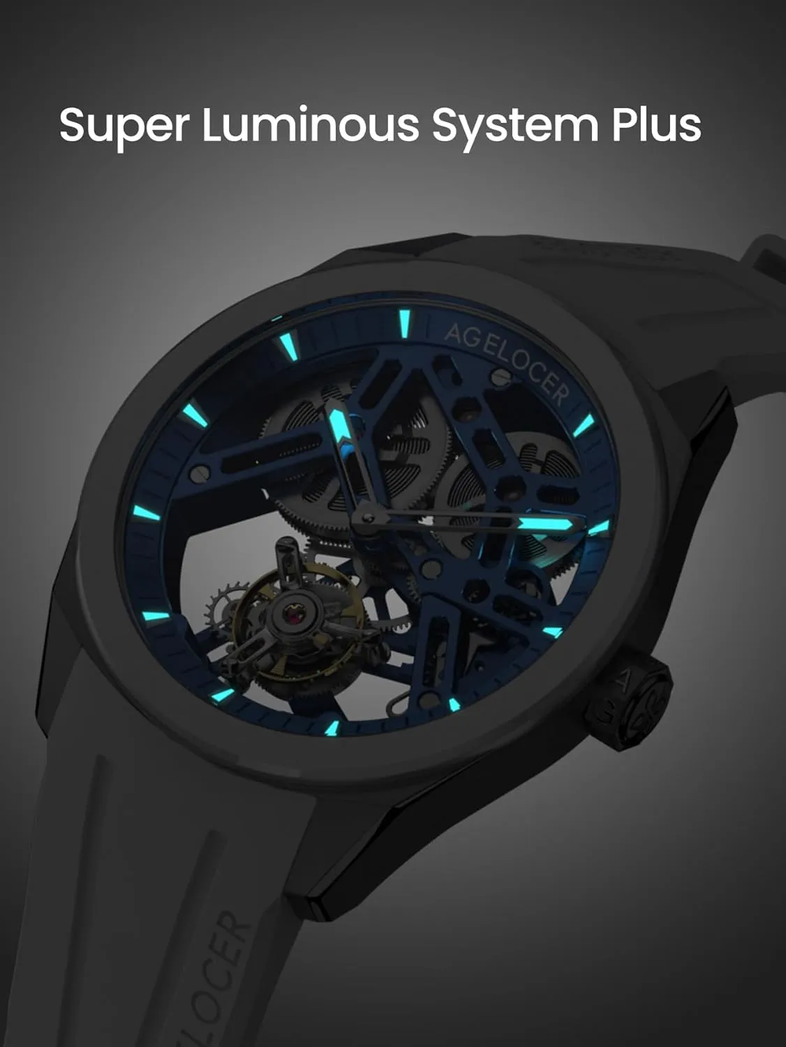 Power Reserve, Sapphire Glass, Skeleton Dial, 316L Stainless Steel & trench educable tutor Rubber Strap AGELOCER Men's Watch-Flying Tourbillon Mechanical Watch with 360?? Rotating Escapement, 80H 