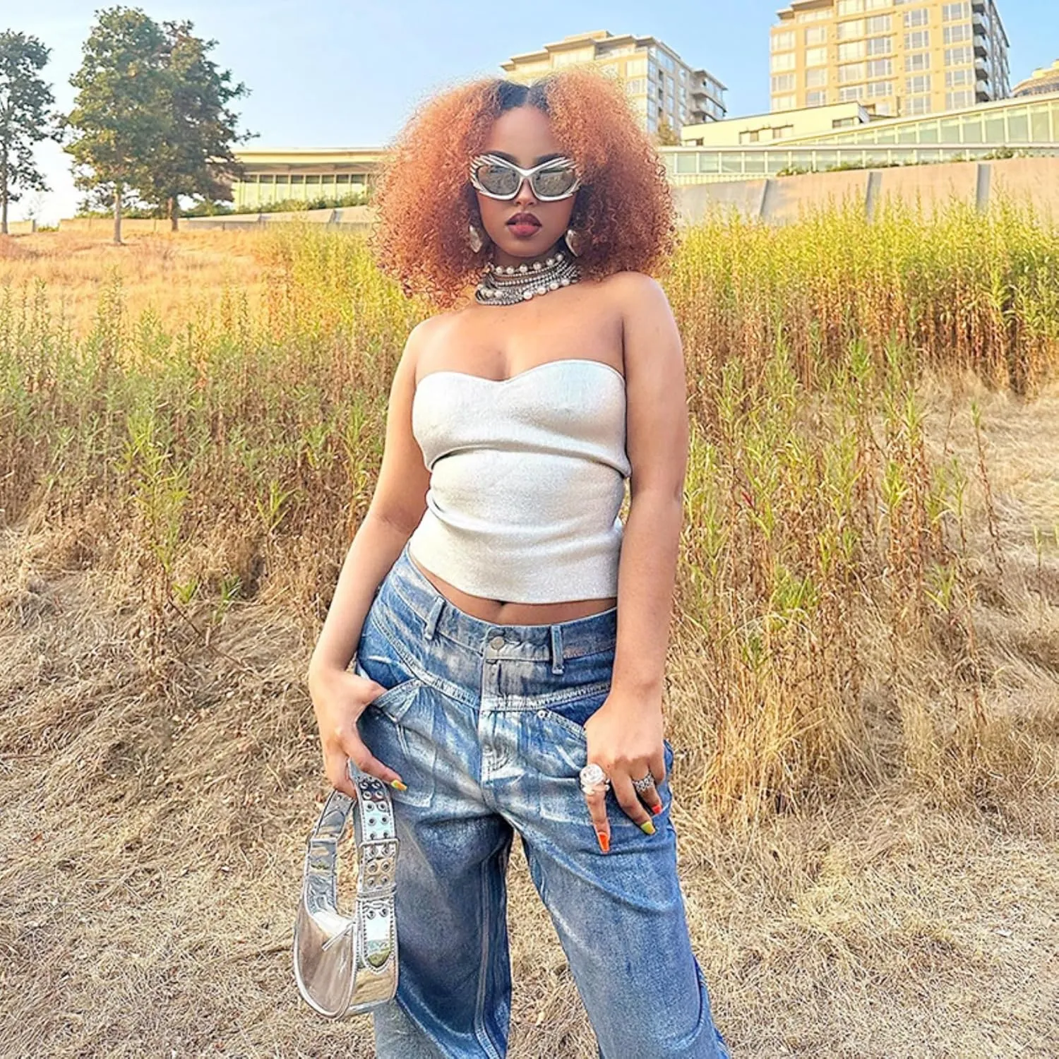 principal sharper schist screen Tube Top Strapless Crop Top Sexy Sleeveless Ribbed Knit Bandeau Top Bustier Concert Outfit Women's Metallic Silver 
