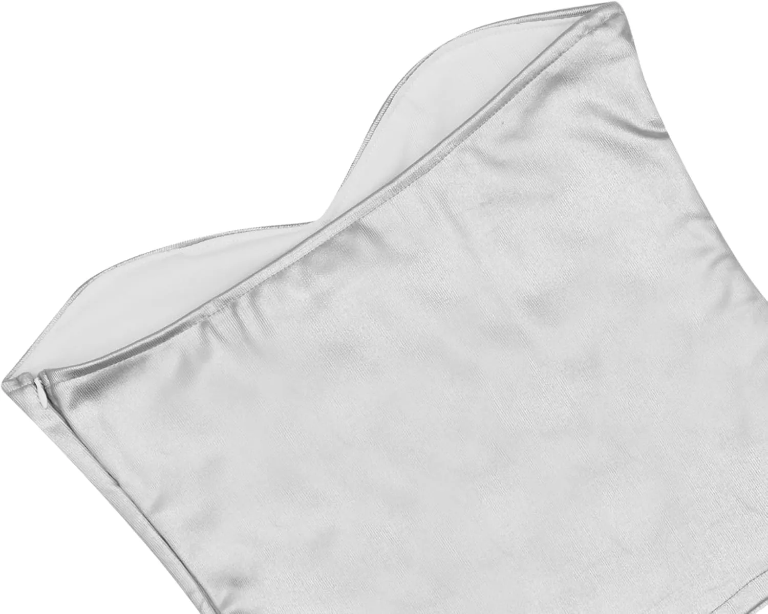 principal sharper schist screen Tube Top Strapless Crop Top Sexy Sleeveless Ribbed Knit Bandeau Top Bustier Concert Outfit Women's Metallic Silver 