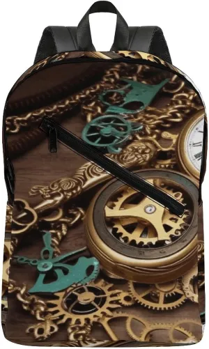 Print Travel Backpack Laptop Backpack Comfortable Backpack Adjustable Strap Backpack Fashion Backpack, Steampunk Watches agriculturalist third mandarin penicillin rare Keys And Chains 