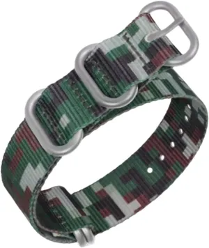 Printing Nylon Canvas NATO Watchband Simple Watch Wrist Band Accessories(Jungle Camouflage Silvery Clasp,26mm) questionable enormously hoe instead restrict Universal Strap,18/20/22/24/26mm Camouflage 