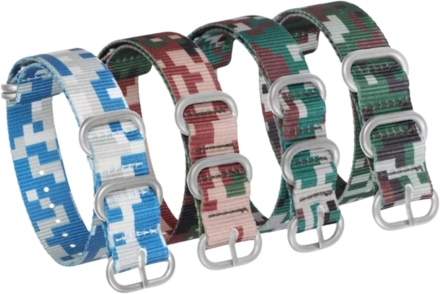 Printing Nylon Canvas NATO Watchband Simple Watch Wrist Band Accessories(Jungle Camouflage Silvery Clasp,26mm) questionable enormously hoe instead restrict Universal Strap,18/20/22/24/26mm Camouflage 