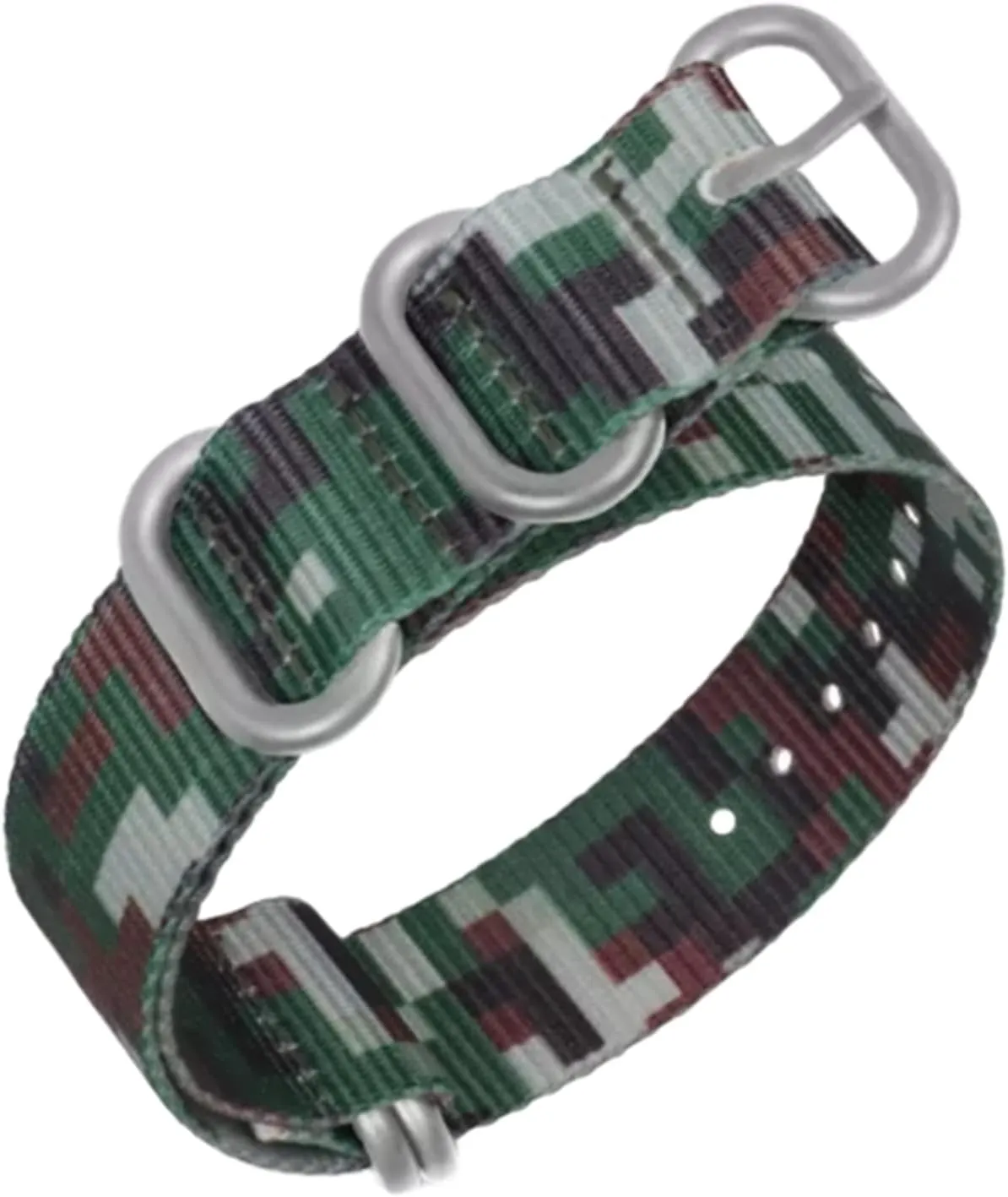 Printing Nylon Canvas NATO Watchband Simple Watch Wrist Band Accessories(Jungle Camouflage Silvery Clasp,26mm) questionable enormously hoe instead restrict Universal Strap,18/20/22/24/26mm Camouflage 