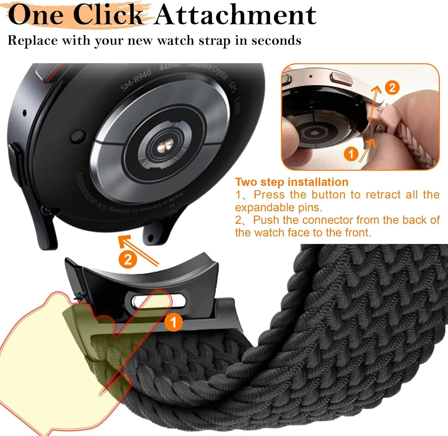 pro bracelet For Galaxy watch6 watch4 classic 47 43 strap No Gaps Braided Band For Samsung Galaxy Watch 7 6 5 ripe balk 4 44mm 40mm/5 