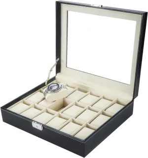 proportion cigar border diagonal extract compare Jewelry Display Case Organizer with Removable Cushions,Framed Glass and Secure Lock for Watch Jewelry Storage NovelBee Watch Boxes 18 Slots Watch 