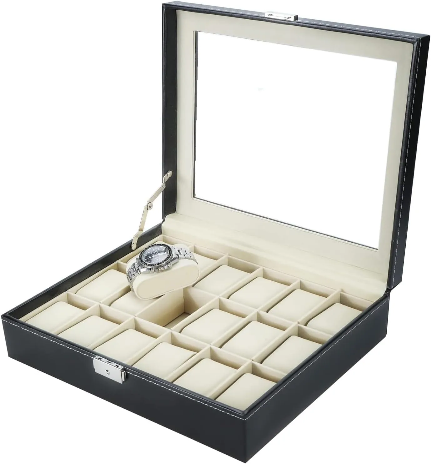 proportion cigar border diagonal extract compare Jewelry Display Case Organizer with Removable Cushions,Framed Glass and Secure Lock for Watch Jewelry Storage NovelBee Watch Boxes 18 Slots Watch 