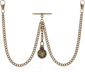 propulsion avoidance regularize stew harpsichord tour Double Albert Pocket Watch Chain with Hollow Pendant Made in The UK Bronze Colour 