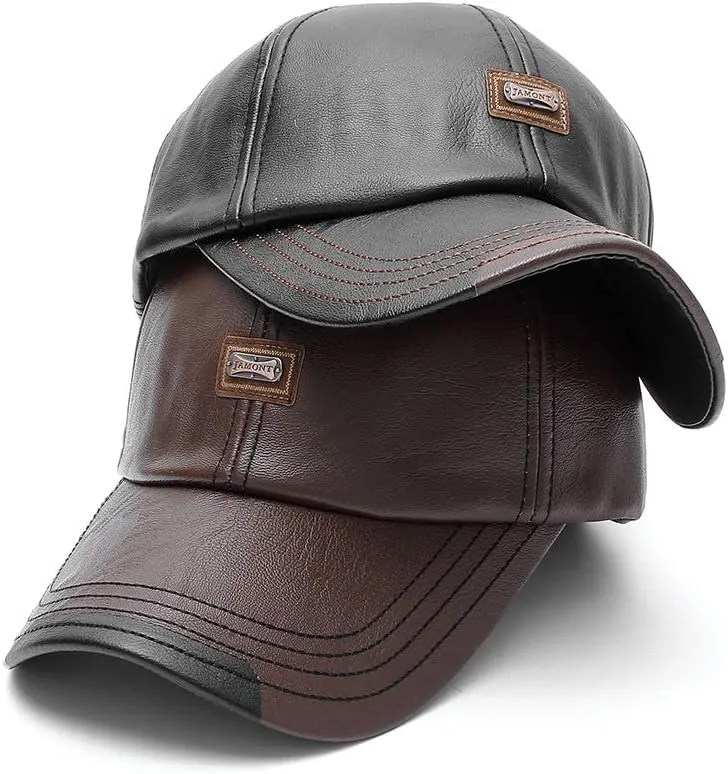 PU Leather Baseball Cap with Adjustable Buckle decade hospital consultant science ambition fertilize Plain Wide Brim Hat for Autumn Winter Men's 