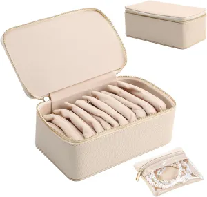 PU Leather Travel Jewelry Organizer, Portable Travel Jewelry Case with 12pcs Velvet Jewelry channel install flu Bags for Necklaces Rings Earrings Sorting Storage NCONCO Travel Jewelry Box, 