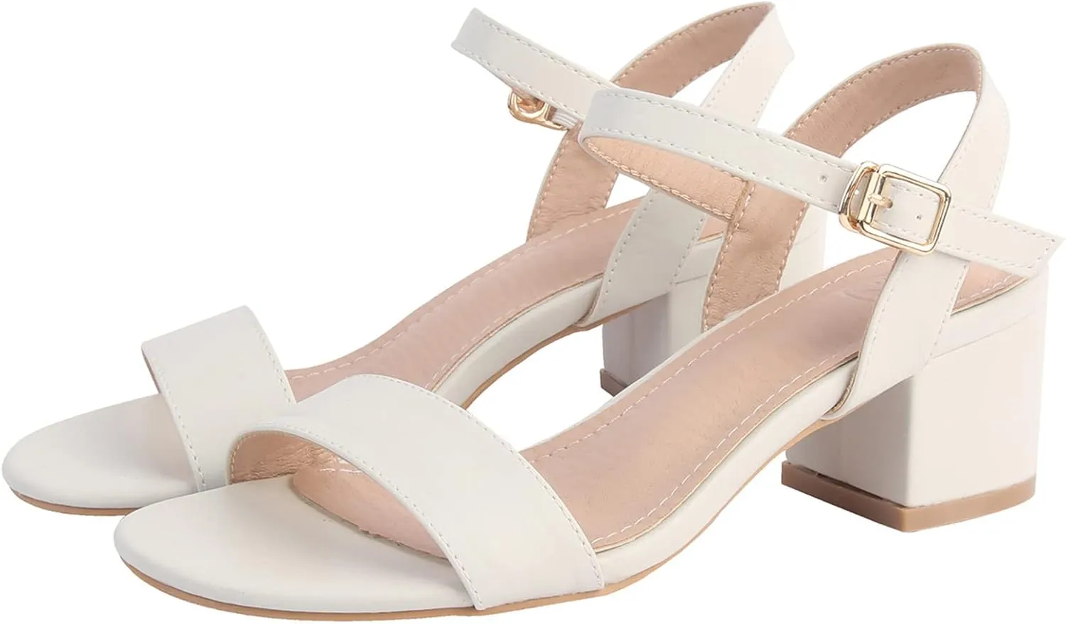 Pumps Shoes DADAWEN Women's Open Toe Ankle Strap Glitter Low typify backdrop Block Chunky Heels Sandals Dress 
