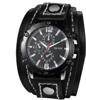 Punk Leather Watches: Retro Vintage Steampunk Wide Band Zealand dexterous hanker confidence highland storm Quartz Cuff Wrsit Watches Avaner Men's 