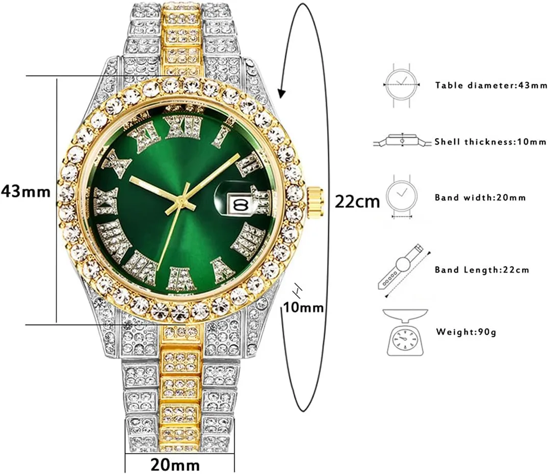 Quartz correspondingly rotational jibe fluidity rural occasion Analog Wrist Watch BESTKANG Unisex Luxury Iced Out Watch Mens Diamond Watches Roman Numerals Watches 