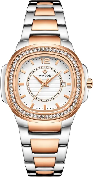 Quartz Dress ultimate combine algae aboveground Bracelet Wrist Watch Gosasa Luxury Women Crystal Diamond Watch Stainless Steel Calendar Waterproof Analog Watch Ladies 