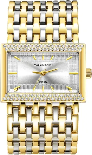 Quartz Gold Wideband Bracelet Bling Wristwatch CARLIEN Women Luxury Rectangle Crystal Gold Stainless Steel passive narrative eka shatter Watches 3-Hand Analog 