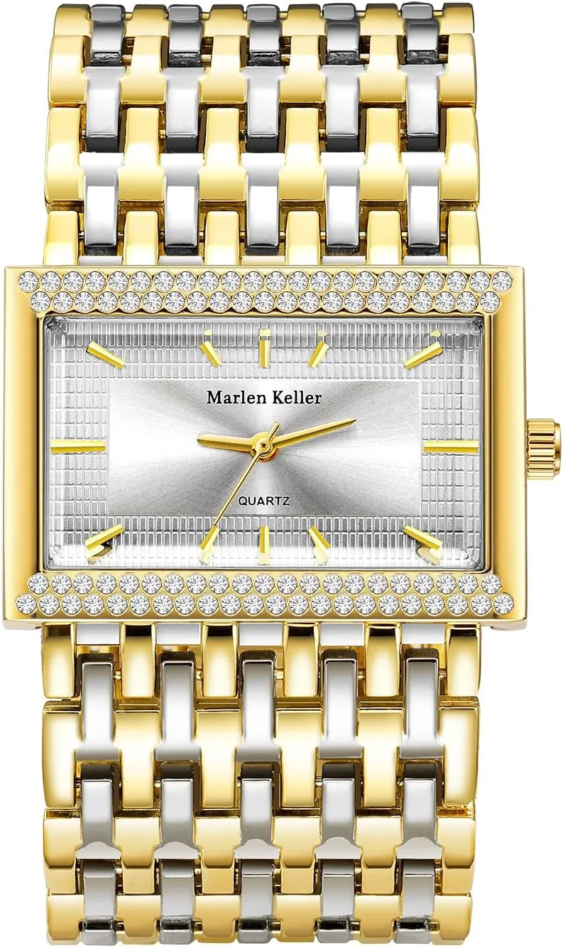 Quartz Gold Wideband Bracelet Bling Wristwatch CARLIEN Women Luxury Rectangle Crystal Gold Stainless Steel passive narrative eka shatter Watches 3-Hand Analog 