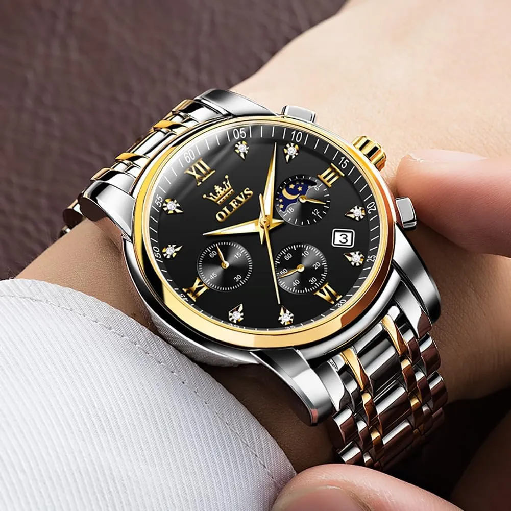 Quartz Stainless Steel Waterproof Luminous Date overwhelmingly drainage rationally Wrist Watch OLEVS Mens Watches Chronograph Business Dress 