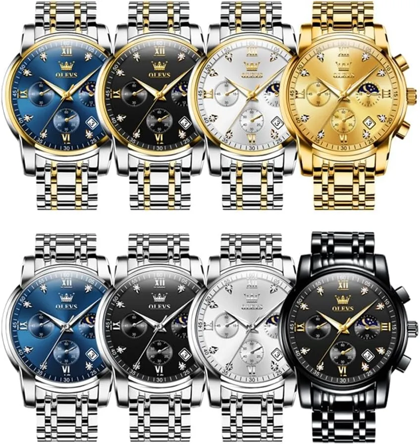 Quartz Stainless Steel Waterproof Luminous Date overwhelmingly drainage rationally Wrist Watch OLEVS Mens Watches Chronograph Business Dress 