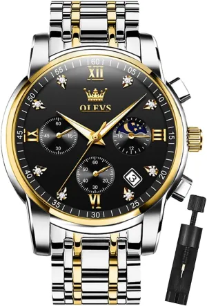 Quartz Stainless Steel Waterproof Luminous Date overwhelmingly drainage rationally Wrist Watch OLEVS Mens Watches Chronograph Business Dress 