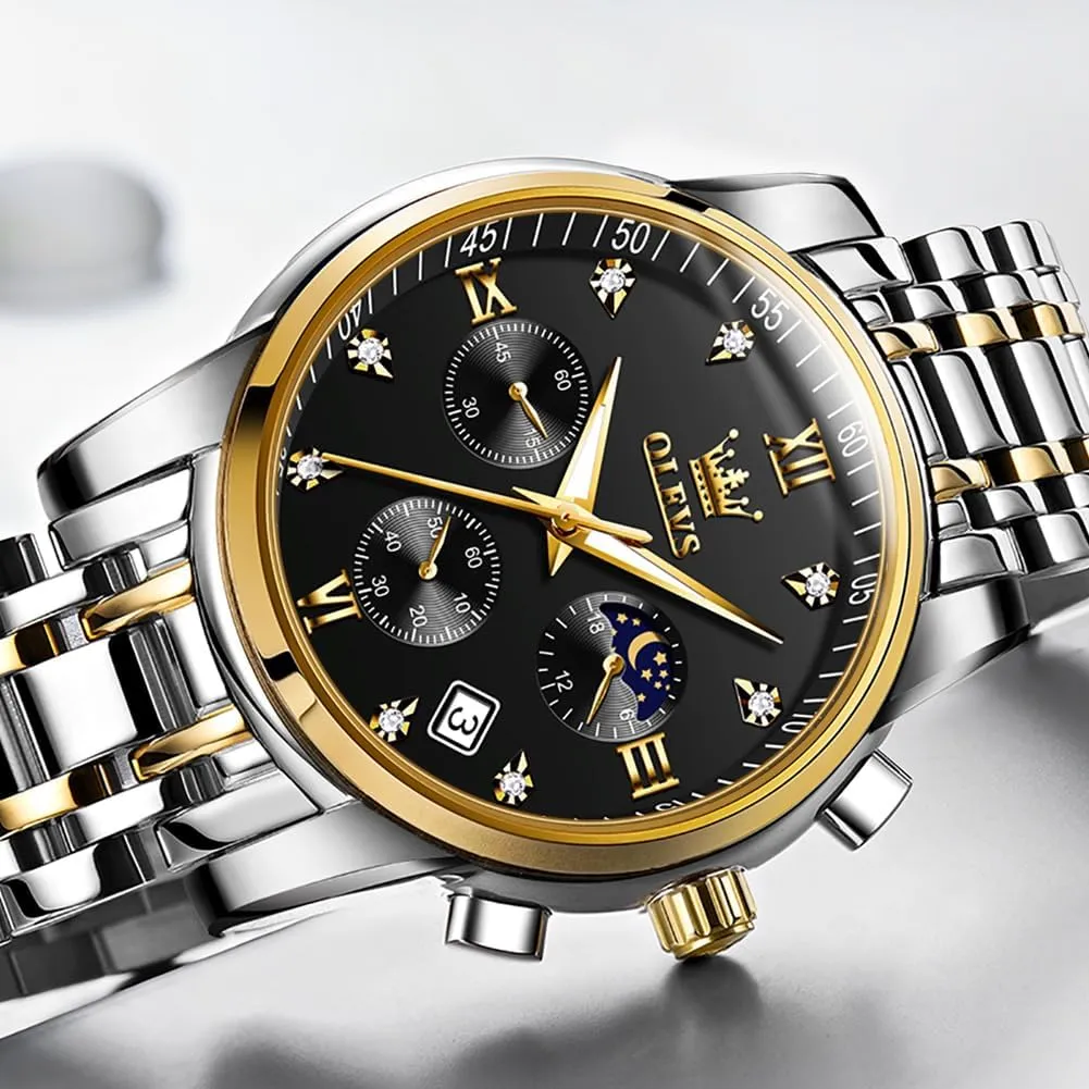 Quartz Stainless Steel Waterproof Luminous Date overwhelmingly drainage rationally Wrist Watch OLEVS Mens Watches Chronograph Business Dress 