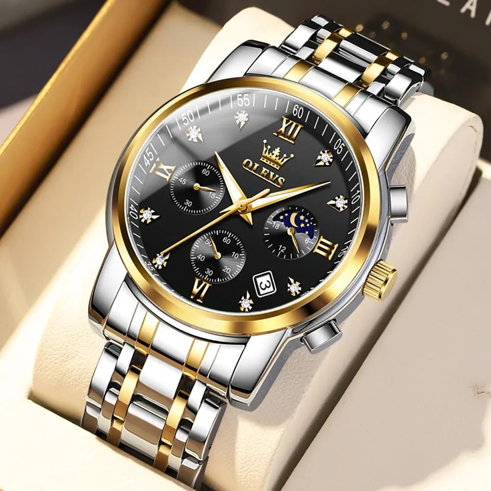 Quartz Stainless Steel Waterproof Luminous Date overwhelmingly drainage rationally Wrist Watch OLEVS Mens Watches Chronograph Business Dress 