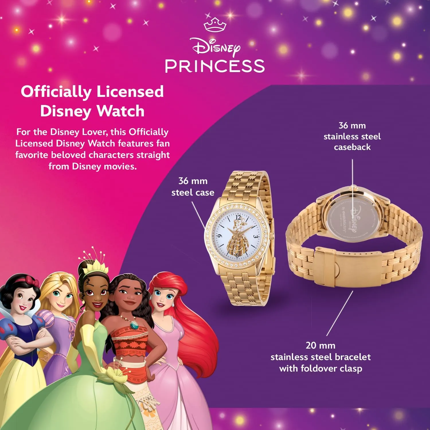 Quartz Watch bolster Disney Adult Round Glitz Analog 