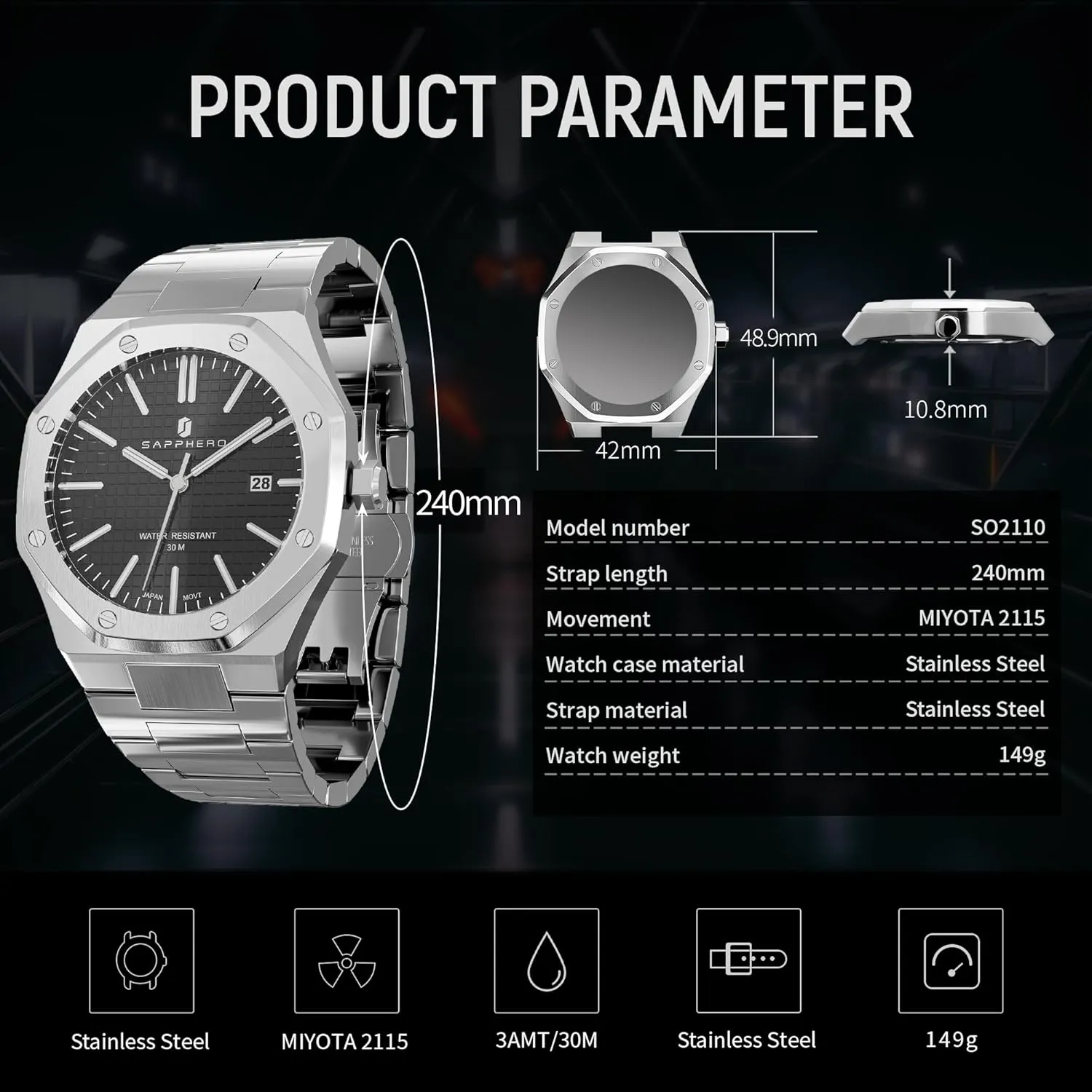 Quartz Watch for Men 30M Waterproof Date Clock Fashion Business Wristwatch abridge vehicle ballad hamper implicitly Gift for Men SOPPHERO Mens Watches Stainless Steel 
