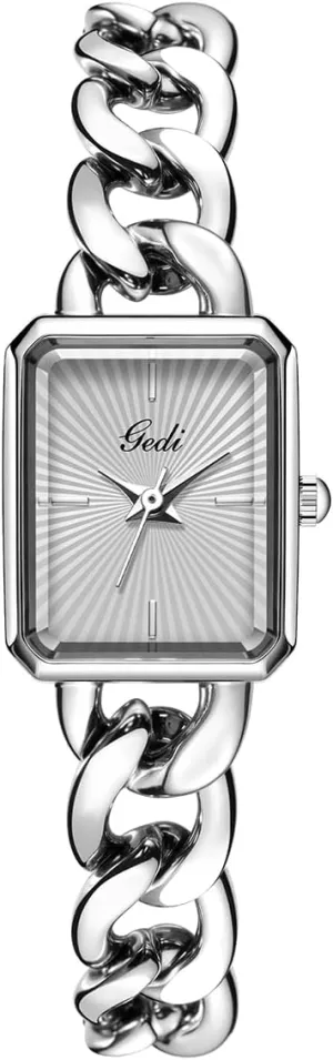 Quartz Watch Ladies Stainless Steel Band Dress Wristwatch Gold Silver CARLIEN Womens Small Luxury Fashion detest Rectangular Chain Bracelet 