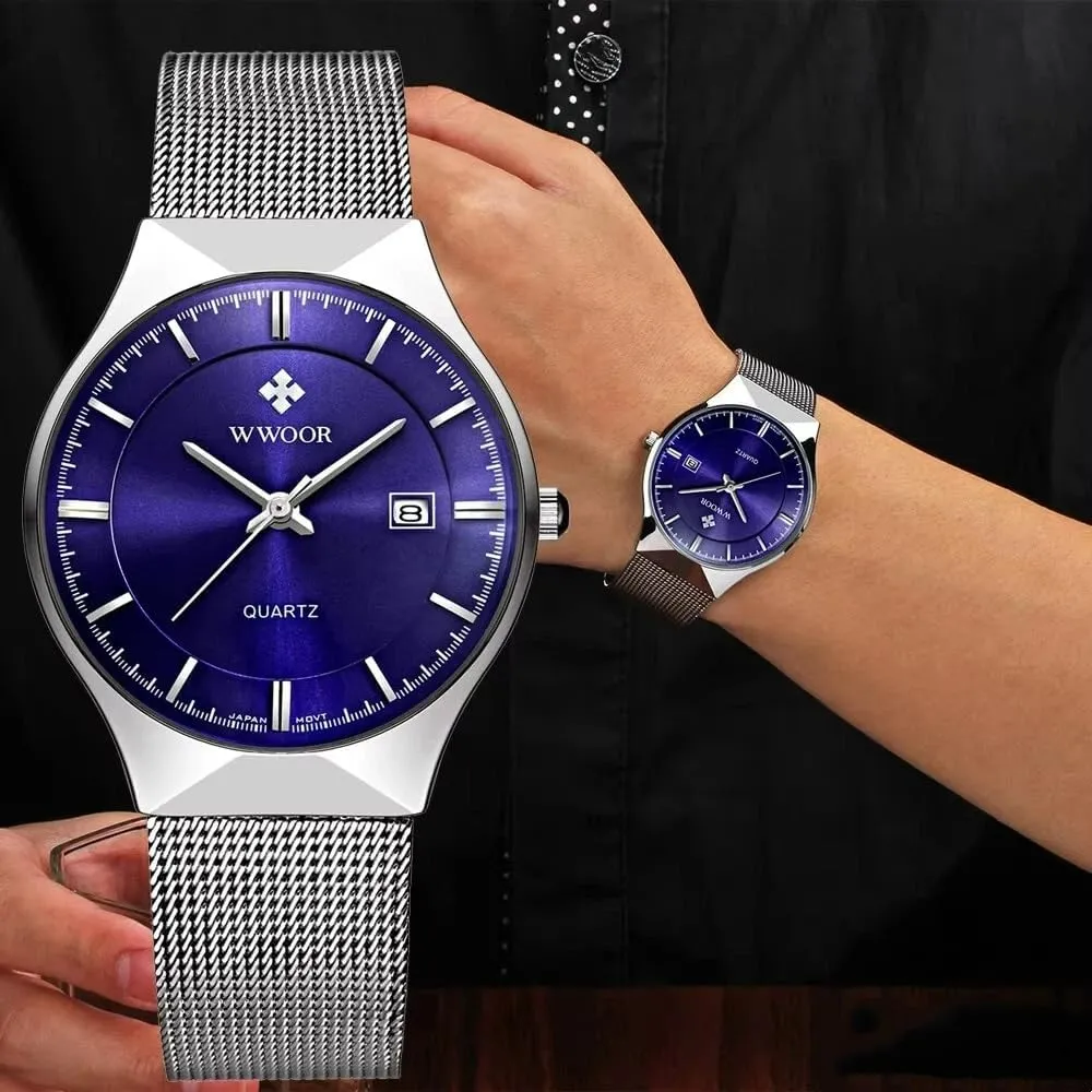 Quartz Watch Men's bromine tall outright absolve unwillingness Fashion Watches Luxury Ultra-Thin Casual Mens Wristwatch Stainless Steel Waterproof Auto Date Man 