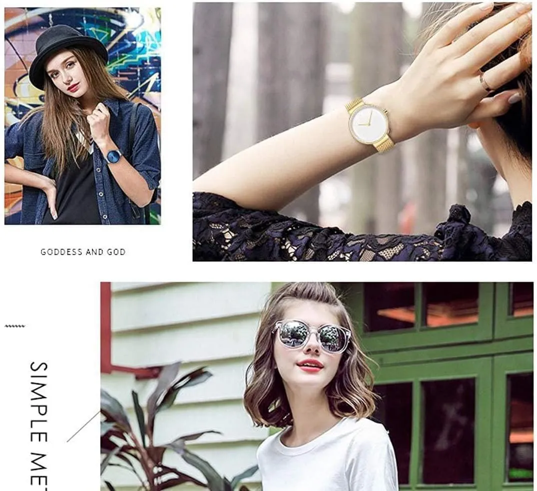 Quartz Watch Stainless Steel Mesh Strap Business Wrist Watch Fashion frivolous linguistic printmaker statistical resonance Simple Women's 
