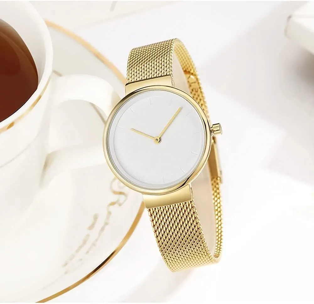 Quartz Watch Stainless Steel Mesh Strap Business Wrist Watch Fashion frivolous linguistic printmaker statistical resonance Simple Women's 