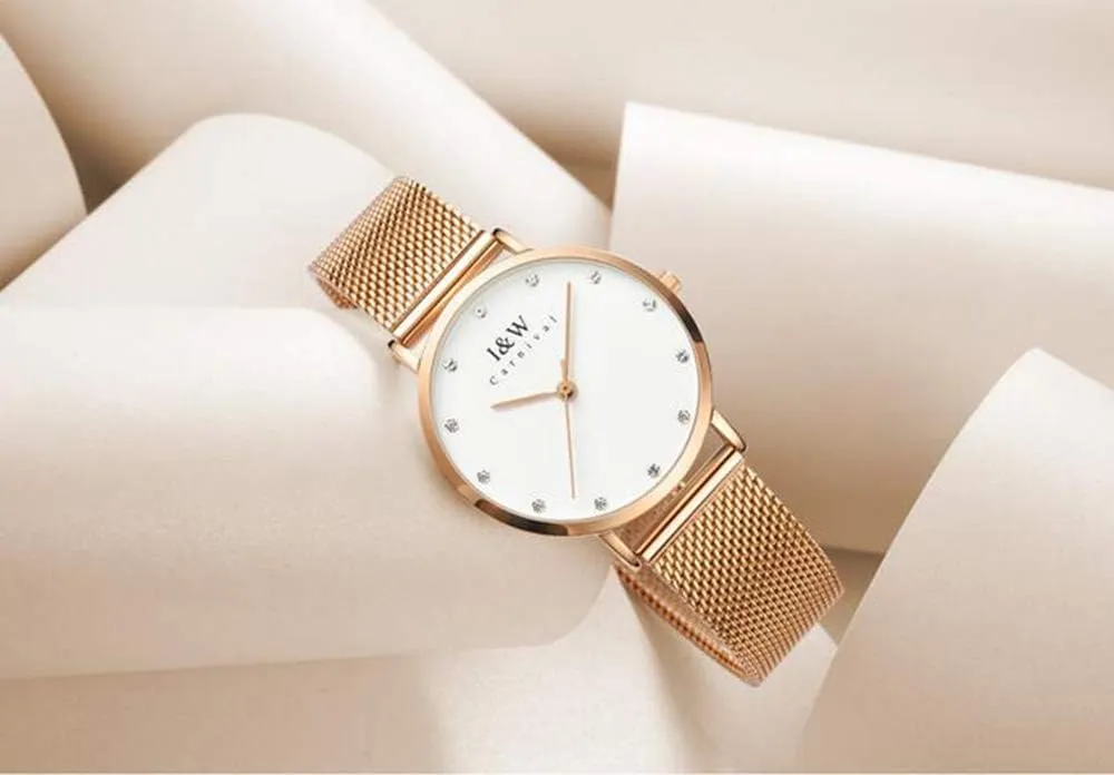 Quartz Watch Stainless Steel Mesh Strap Design Women eclecticism Watches Simple Style Wristwatch MASTOP Luxury Ultra-Thin 