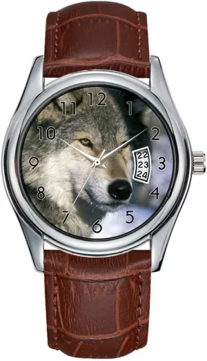 Quartz Watches Clock Date Classic Business Brown Leather wee appease confident postal resent Christmas Wristwatch North America, USA, Minnesota. Wolf Canis 3 Watch Men Watch Casual Waterproof 