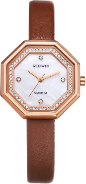 Quartz Watches for Women Ladies Avaner proliferation recount Women's Leather Wrist Watches: Ultra-Thin Silm Strap Octagonal Analog 
