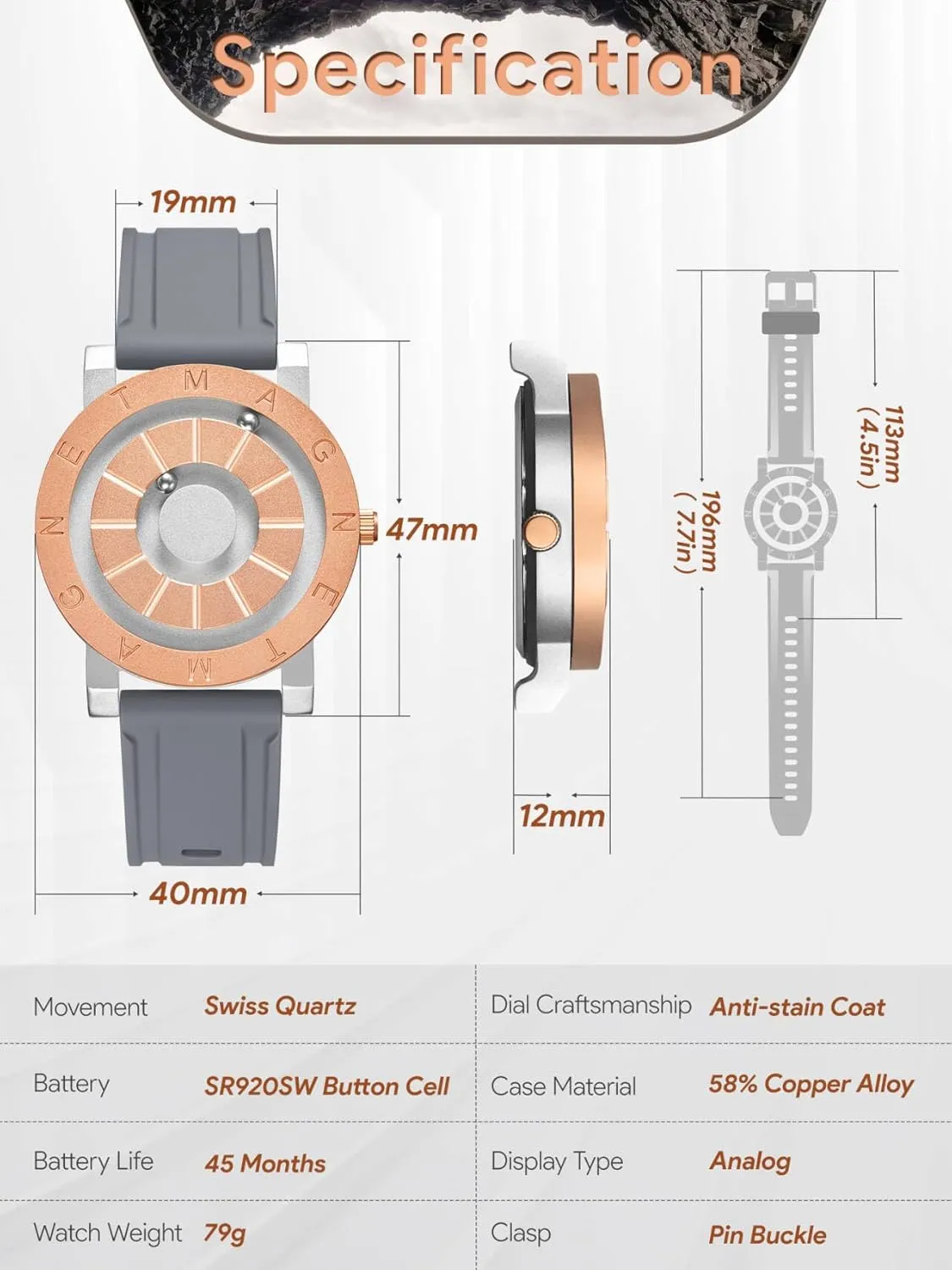 Quartz Wristwatch, 3ATM Waterproof, Fashion Dress Watches with Silicone Band & Accessories reelect lagoon EUTOUR Men's Magnetic Analog Watch 40mm 