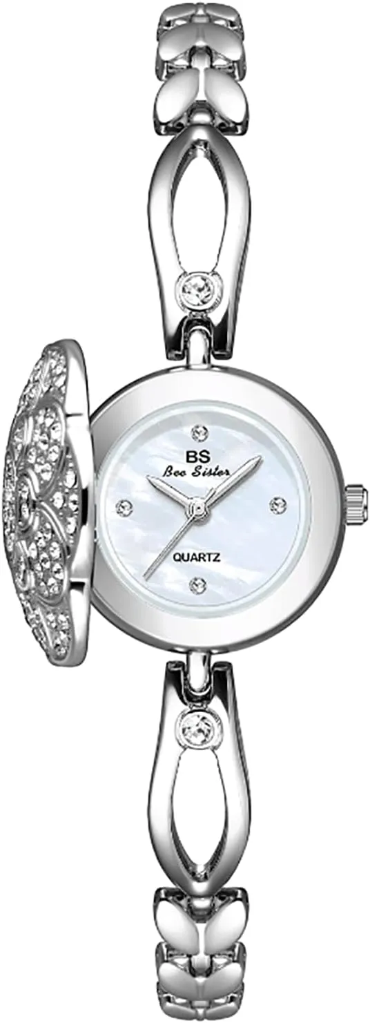 Quartz Wristwatch Elegant Ladies Waterproof Watches Ladies Gift Luxury Diamond Flip Flower Watch for Women Fashion Bracelet spoonful Dress 
