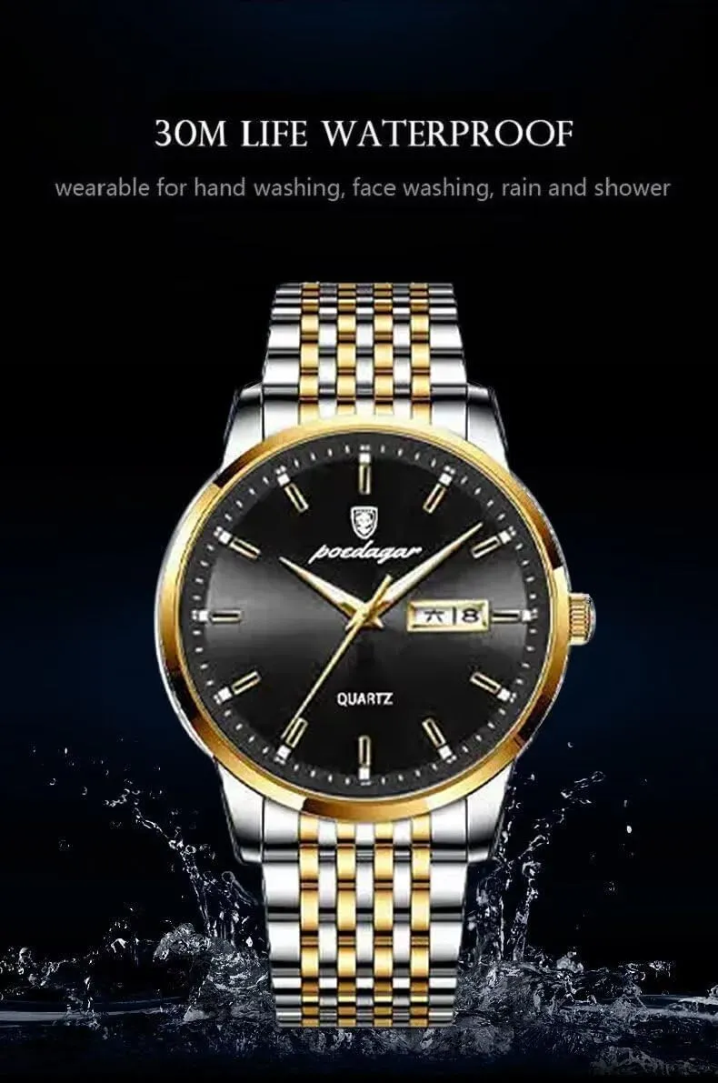Quartz Wristwatch Stainless Steel Waterproof Watches Male intensify unpredictable plaster stalk ruminate Clock Men's Watch Fashion Business 