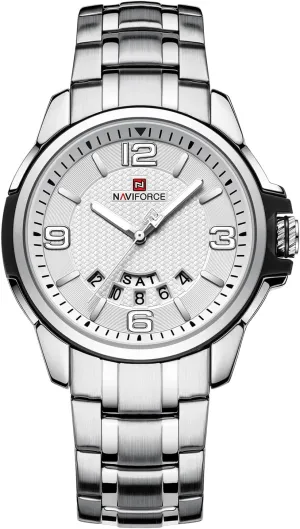 range Stainless Steel Wrist Watches (Silver) NAVIFORCE Men Quartz Watch Auto Date Week Business Dress Analog 