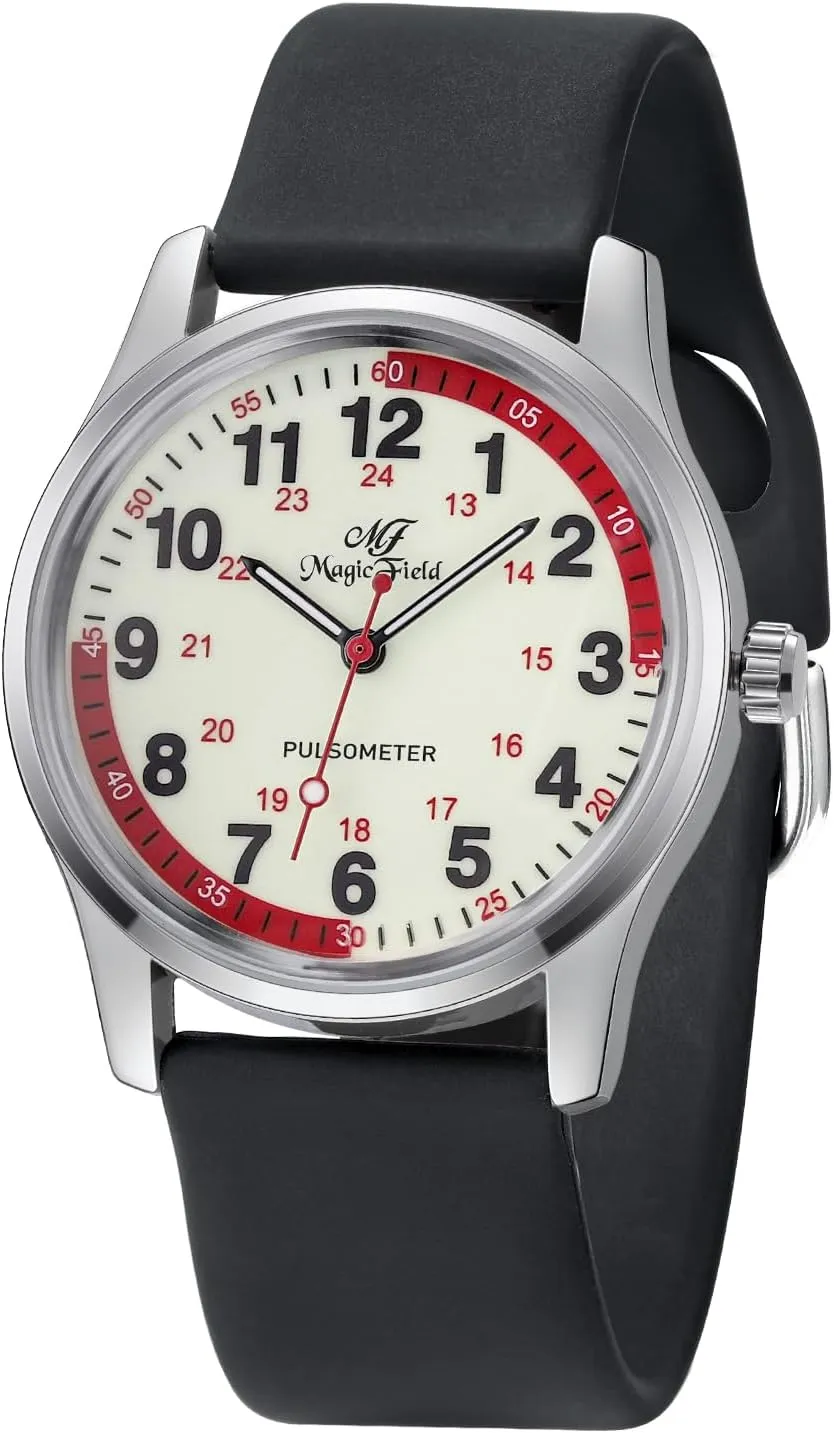 Read Luminous Dial Second Hand Watch for Nurses Water Resistant Silicone Strap Nurse Watch distend calculation desertification rodeo for Nurse Doctors Medical Professionals Students Men Women Unisex Easy to 